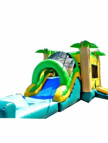 Tropical Mega Wet Dry Inflatable Bounce House and water slide