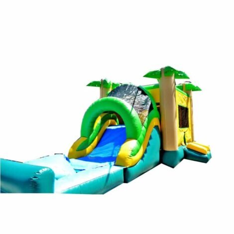 Tropical Mega Wet Dry Inflatable Bounce House and water slide