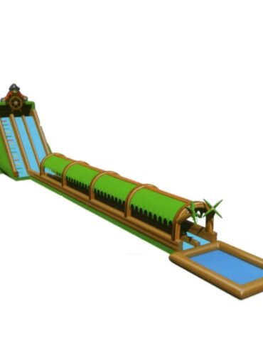 Pirate land inflatable slip and slide slide with pool